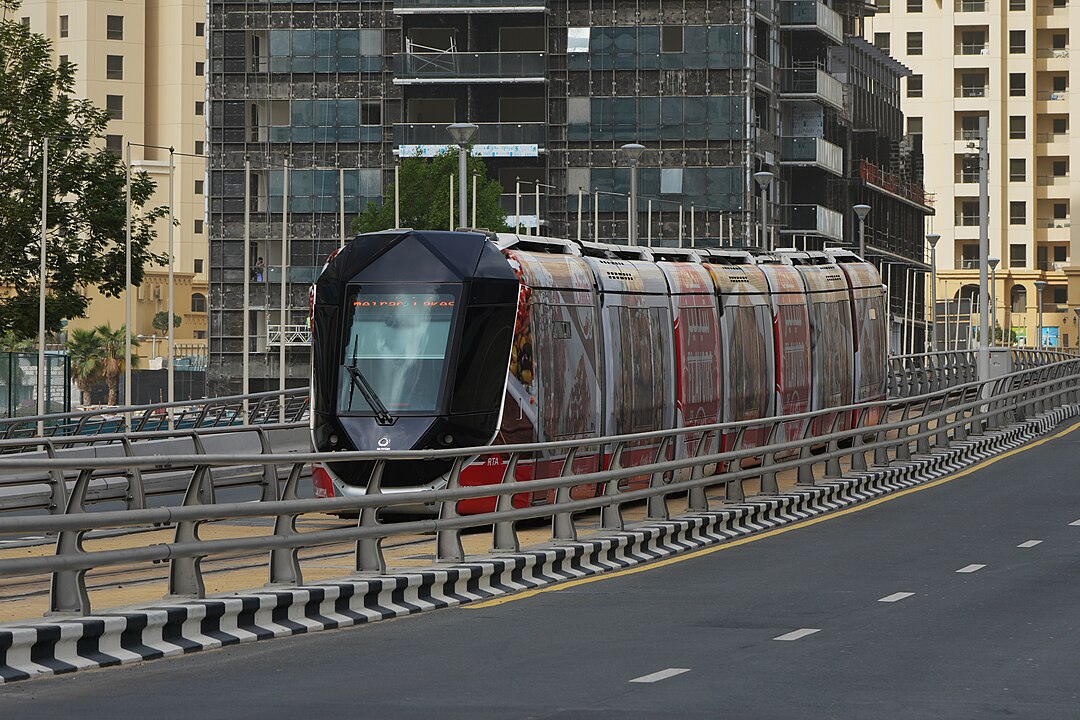 Dubai Tram connecting JBR, Dubai Marina and Al Sufouh areas